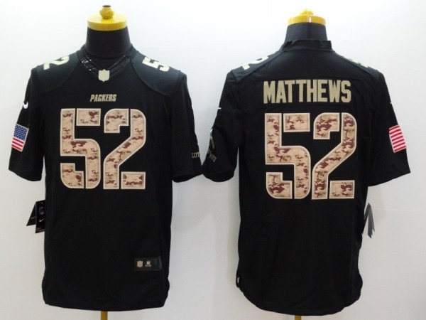 New Green Bay Packers #52 Matthews Black NFL Limited Salute to Service Jersey