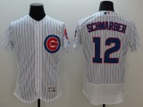 Majestic MLB Chicago Cubs #12 Schwarber Elite White Pinstripe Jerseys