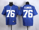 Nike New York Giants #76 Flowers Blue Elite Jersey