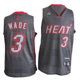Wade Jersey Black Grid #3 Miami Heat Jersey
