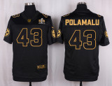 Mens Pittsburgh Steelers #43 Polamalu Pro Line Black Gold Collection Jersey