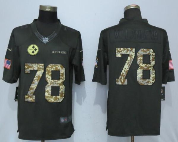 NEW Nike Pittsburgh Steelers 78 Villanueva Anthracite Salute To Service Limited Jersey