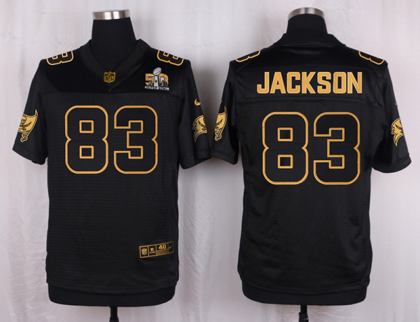 Mens Tampa Bay Buccaneers #83 Jackson Pro Line Black Gold Collection Jersey