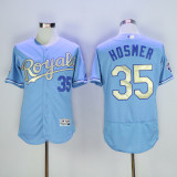 MLB Kansas City Royals #35 Hosmer L.Blue Gold Number Elite Jersey