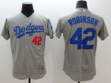 MLB Los Angeles Dodgers #42 Robinson Grey Majestic Elite Jersey
