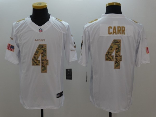 NFL Oakland Raiders #4 Carr White Salute To Service Limited Jersey