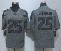 New Nike Seattle Seahawks #25 Sherman Gray Mens Stitched Gridiron Gray Limited Jersey