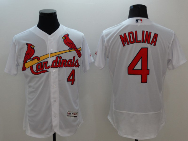 Majestic MLB St.Louis Cardinals #4 Molina White Elite Jersey