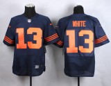 Nike Chicago Bears #13 White Blue Elite Jersey with Orange Number