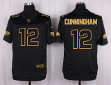 Mens Philadelphia Eagles #12 Cunningham Pro Line Black Gold Collection Jersey