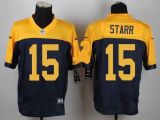 Nike Green Bay Packers #15 Starr Yellow Blue Elite Jersey