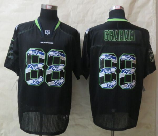 2014 New Nike Seattle Seahawks 88 Graham Lights Out Black Stitched Elite Jerseys