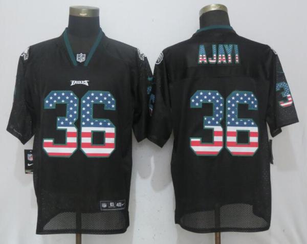 Nike Philadelphia Eagles 36 Ajayi USA Flag Fashion Black Elite Jersey