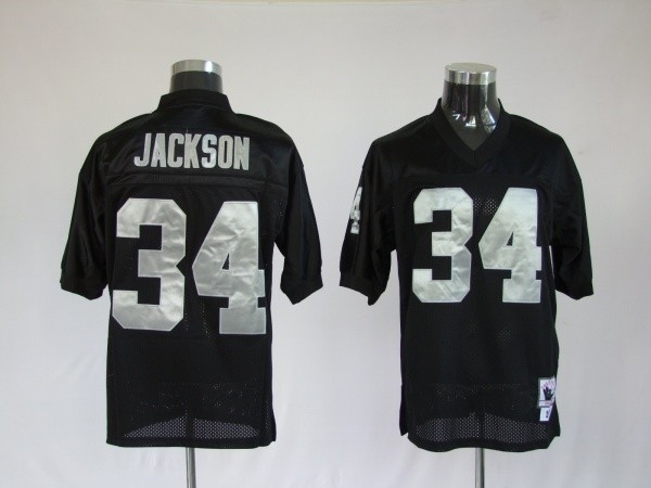 B.Jackson Black jersey, Oakland Raiders #34 NFL Throwback jersey