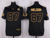 Mens Green Bay Packers #87 Nelson Pro Line Black Gold Collection Jersey