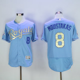 MLB Kansas City Royals #8 Moustakas L.Blue Gold Number Elite Jersey