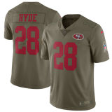 Mens San Francisco 49ers #28 Hyde Olive Salute to Service Limited Jersey