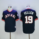 MLB Cleveland Indians #19 Feller Blue Pullover 1976 Jersey