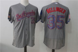 MLB Los Angeles Dodgers #35 Bellinger Independence Day Stars & Stripes Grey Elite Jersey