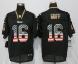 New Nike Los Angeles Rams #16 Goff USA Flag Fashion Black Elite Jerseys