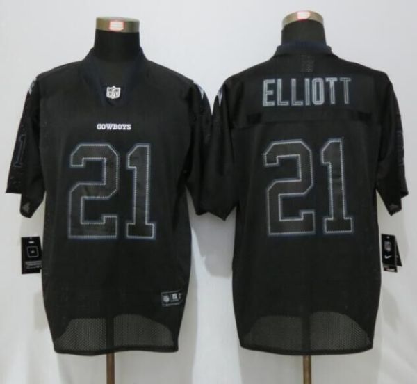 New Nike Dallas Cowboys #21 Elliott Lights Out Black Elite Jersey