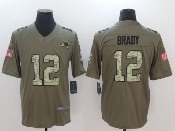 NFL New England Patriots #12 Brady Olive Salute to Service Limited Jersey