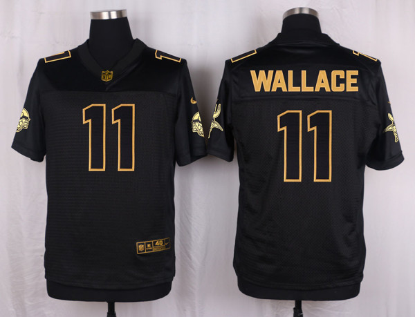 Mens Minnesota Vikings #11 Wallace Pro Line Black Gold Collection Jersey