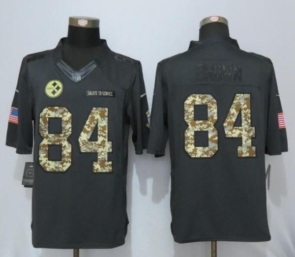 New Pittsburgh Steelers 84 Brown Anthracite Salute To Service Limited Jersey