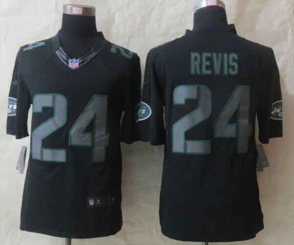 New Nike New York Jets 24 Revis Impact Limited Black Jerseys