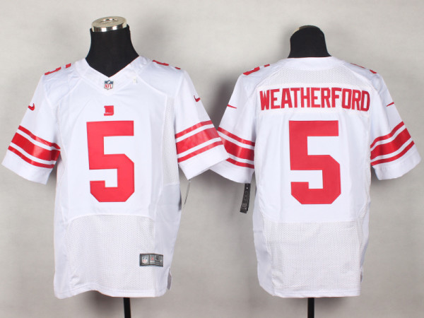 Nike New York Giants #5 Weatherford White Elite Jersey