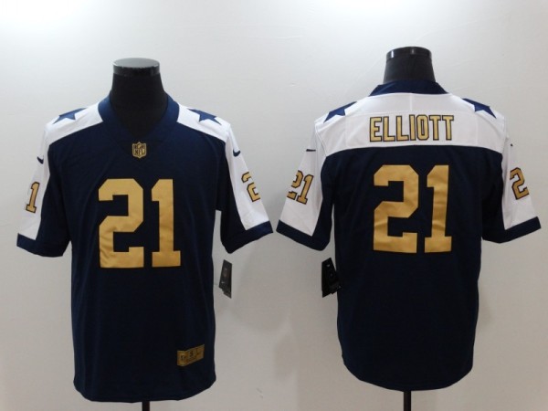 NFL Dallas Cowboys #21 Elliott Navy Gold Vapor Limited Jersey