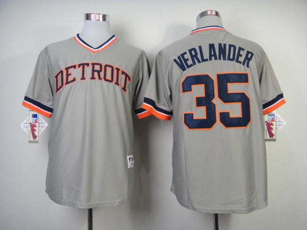 MLB Jerseys Detroit Tigers #35 Verlander Grey 1984 Throwback Jersey