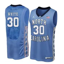 NCAA Basketball North Carolina #30 White Blue College Jersey