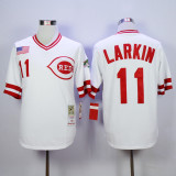 MLB Cincinnati Reds #11 Larkin White Pullover Throwback Jersey