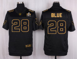 Mens Houston Texans #28 Blue Pro Line Black Gold Collection Jersey
