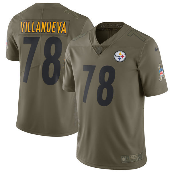 Mens Pittsburgh Steelers #78 Villanueva Olive Salute to Service Limited Jersey