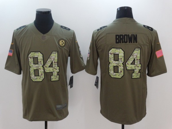 NFL Pittsburgh Steelers #84 Brown Olive Salute to Service Vapor Limited Jersey