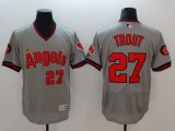 MLB Los Angeles Angels #27 Trout Grey Elite Pullover Jersey