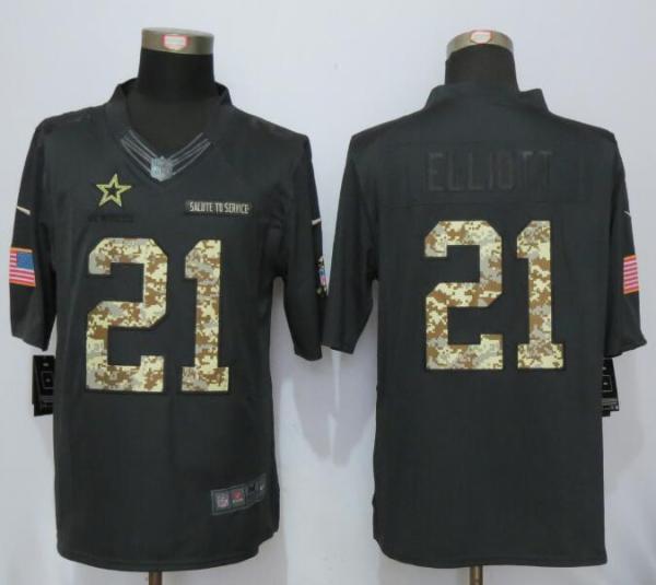 Nike Dallas Cowboys 21 Elliott Anthracite Salute To Service Limited Jersey