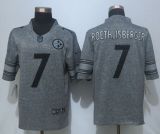 New Pittsburgh Steelers 7 Roethlisberger Gray Mens Stitched Gridiron Gray Limited Jersey