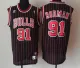 #91 Rodman black with Red Chicago Bulls stripe mesh Jersey