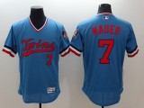 Majestic MLB Minnesota Twins #7 Mauer Blue Pullover Elite Jersey