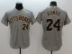 Majestic MLB Pittsburgh Pirates #24 Bonds Grey Elite Jersey