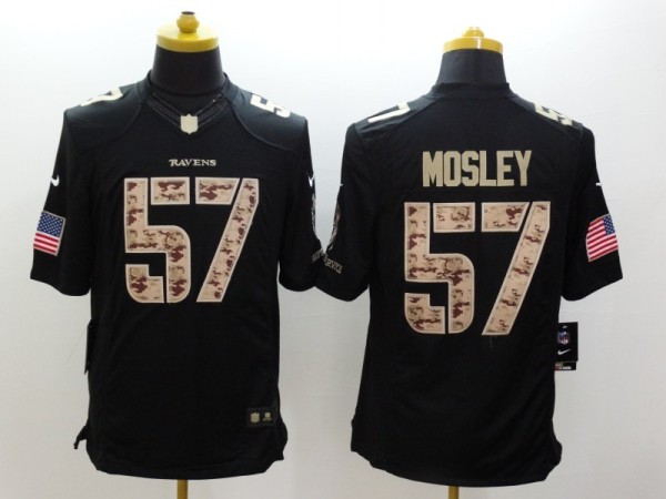 Nike Baltimore Ravens #57 Mosley Black Salute TO Service Jersey