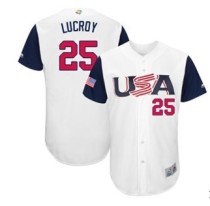 2017 World Baseball USA #25 Lucroy White Classic Jersey