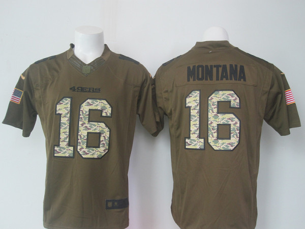 Nike San Francisco 49ers 16 Montana Green Salute To Service Limited Jersey