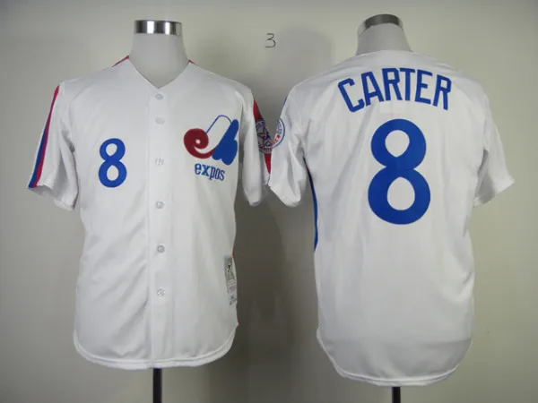 MLB Montreal Expos #8 Carter White 1982 Jersey