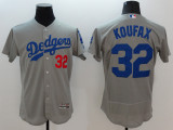 Majestic MLB Los Angeles Dodgers #32 Koufax Elite Grey Jersey
