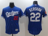 MLB Los Angeles Dodgers #22 Kershaw Blue Spring Trainging Jersey