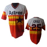 Cruz Jersey White with Orange Throwback #25 MLB Houston Astros Jersey